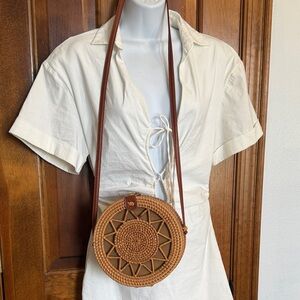 Brown Woven Crossbody Bag